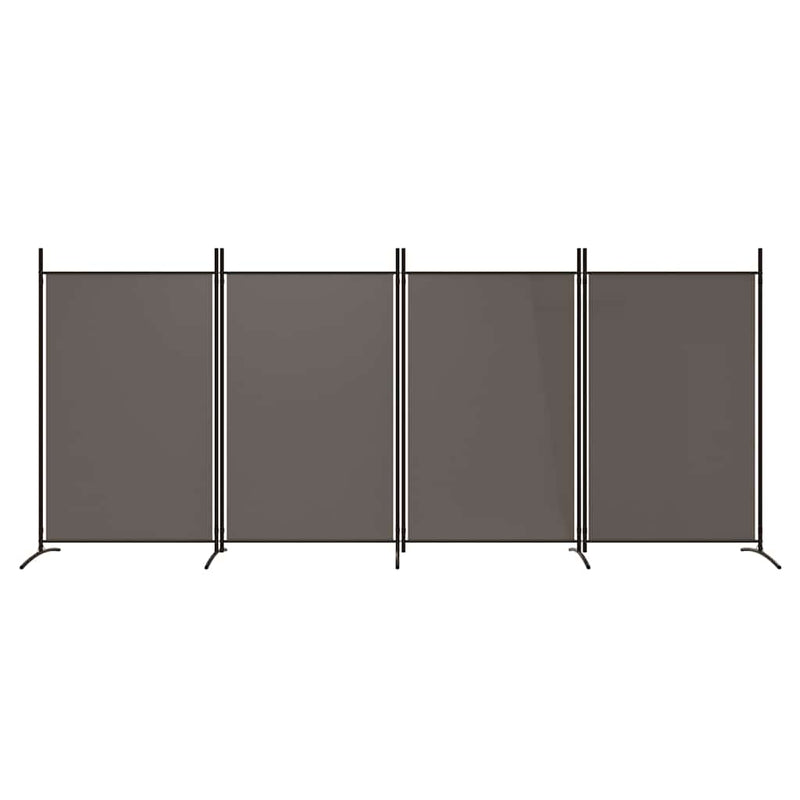 Paravan de cameră cu 4 panouri, antracit, 346x180 cm, textil