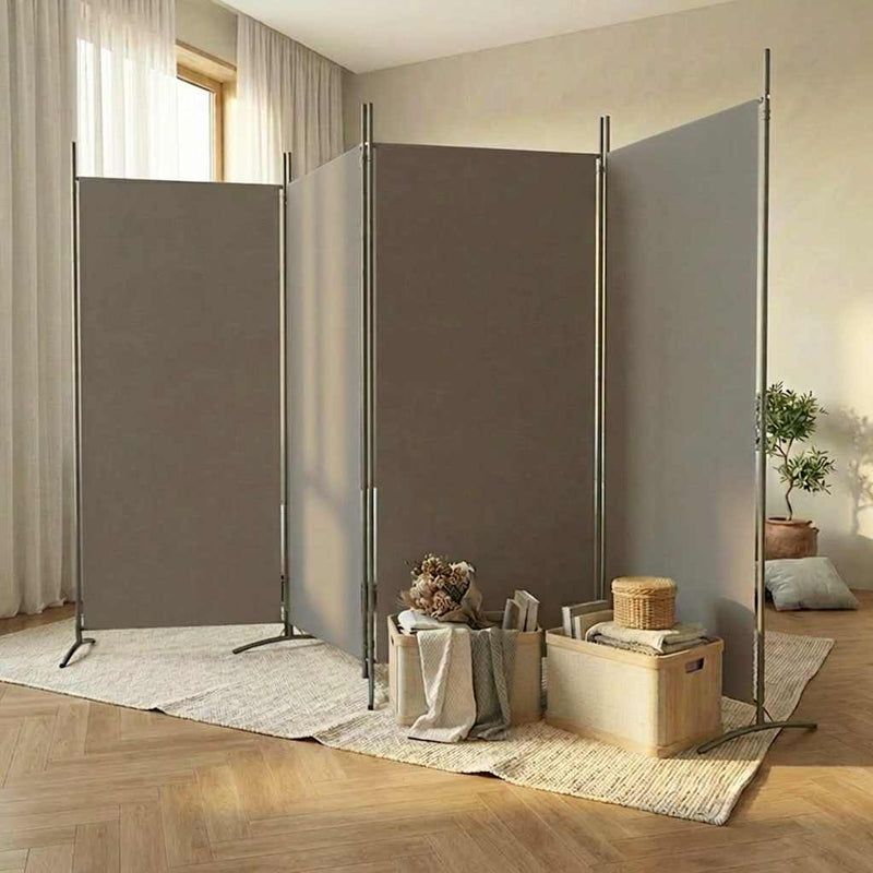 Paravan de cameră cu 4 panouri, antracit, 346x180 cm, textil