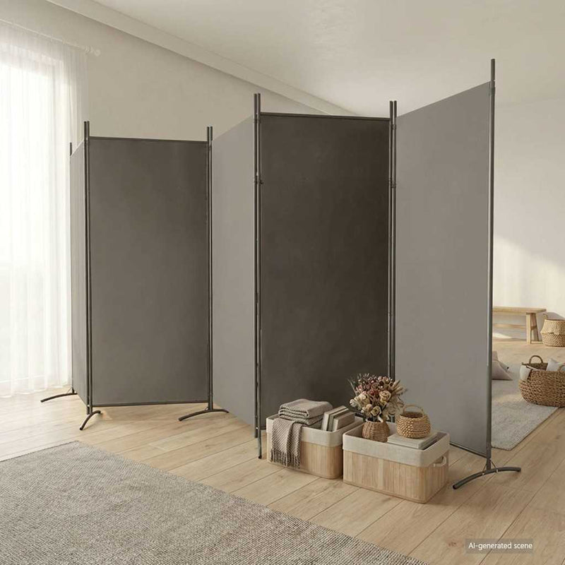 Paravan de cameră cu 5 panouri, antracit, 433x180 cm, textil