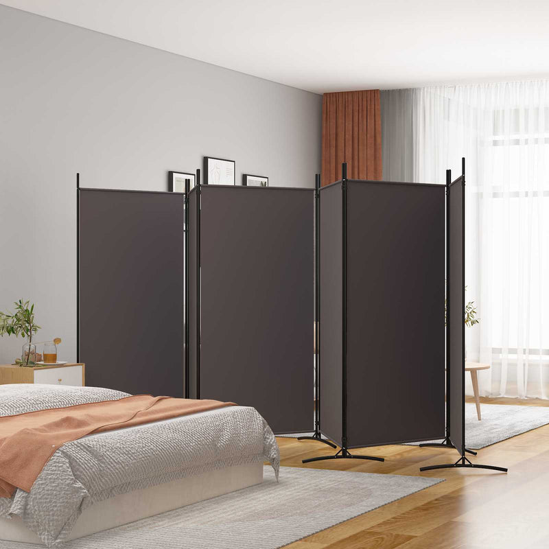 Paravan de cameră cu 6 panouri, maro, 520x180 cm, textil