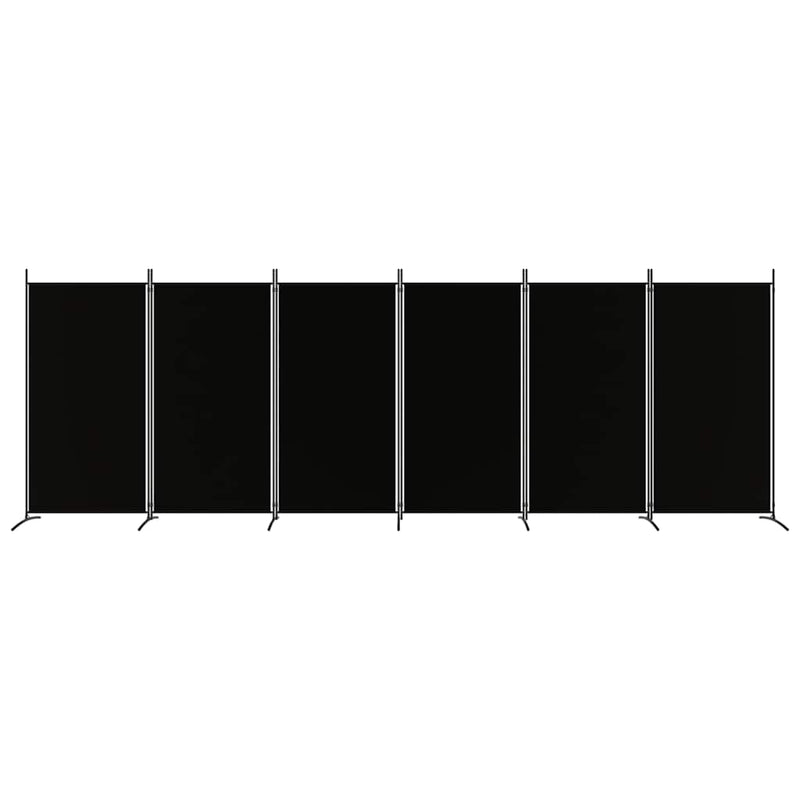 Paravan de cameră cu 6 panouri, negru, 520x180 cm, textil