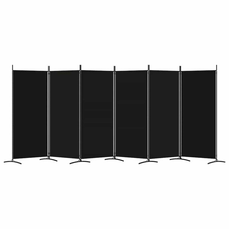 Paravan de cameră cu 6 panouri, negru, 520x180 cm, textil