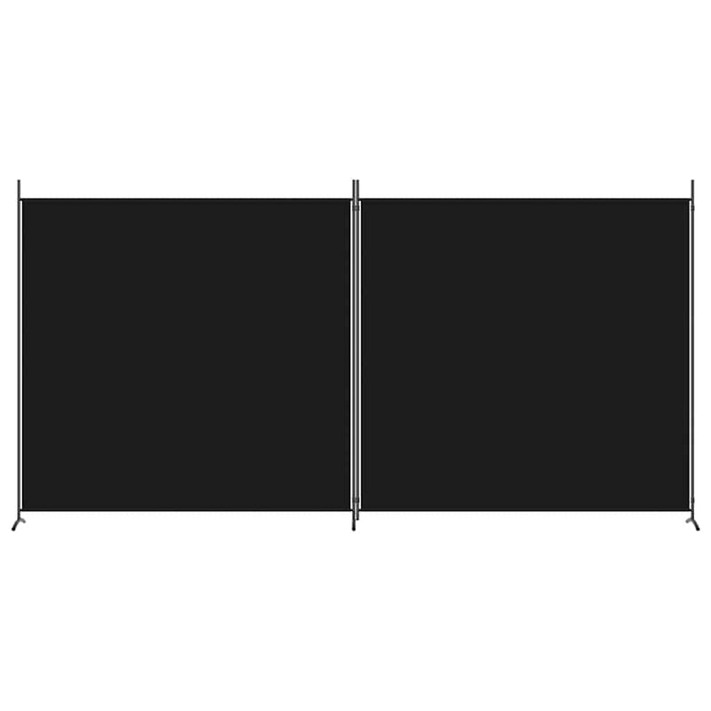 Paravan de cameră cu 2 panouri, negru, 348x180 cm, textil