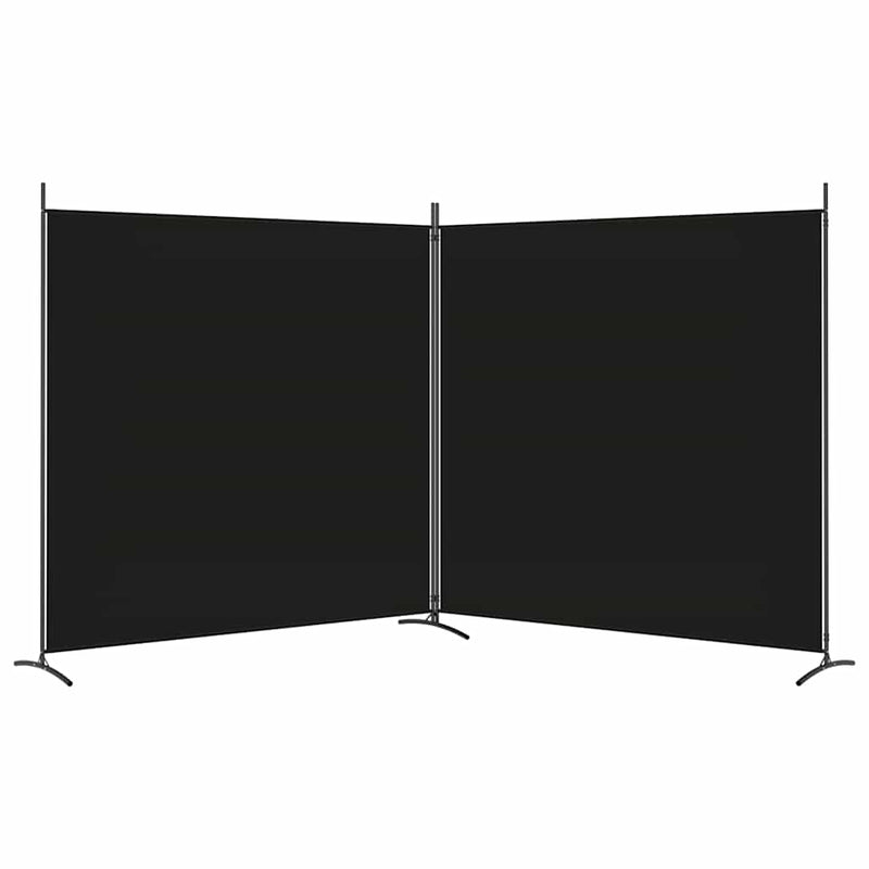 Paravan de cameră cu 2 panouri, negru, 348x180 cm, textil