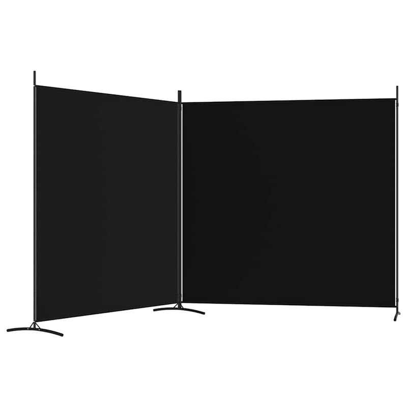 Paravan de cameră cu 2 panouri, negru, 348x180 cm, textil