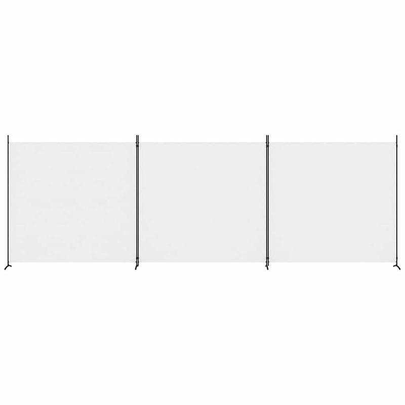 Paravan de cameră cu 3 panouri, alb, 525x180 cm, textil