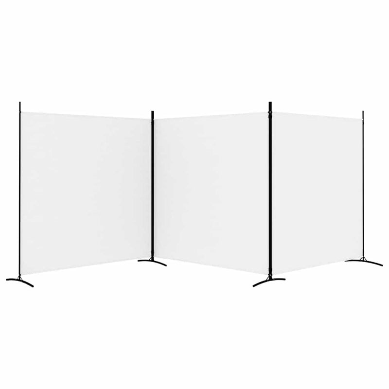 Paravan de cameră cu 3 panouri, alb, 525x180 cm, textil