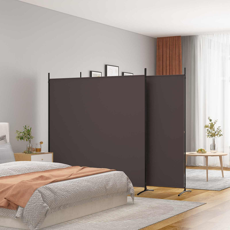 Paravan de cameră cu 3 panouri, maro, 525x180 cm, textil
