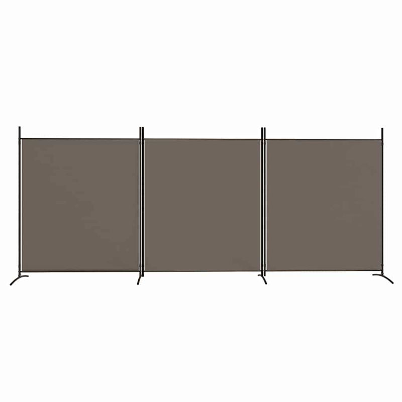 Paravan de cameră cu 3 panouri, antracit, 525x180 cm, textil