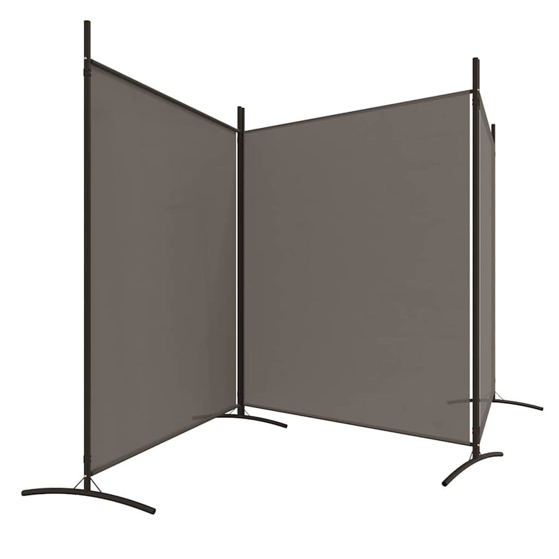 Paravan de cameră cu 3 panouri, antracit, 525x180 cm, textil