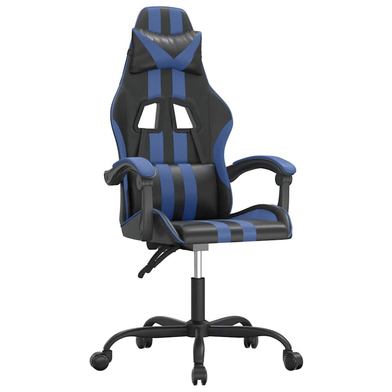 Scaun de gaming pivotant, negru și albastru, piele ecologică
