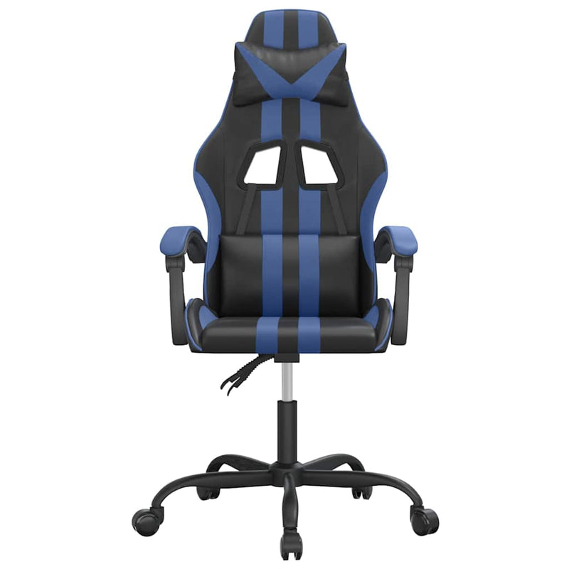 Scaun de gaming pivotant, negru și albastru, piele ecologică