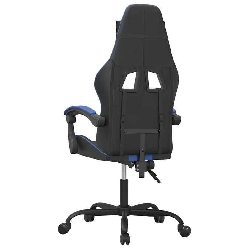 Scaun de gaming pivotant, negru și albastru, piele ecologică