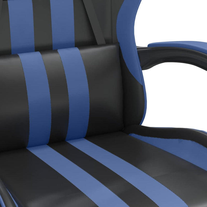 Scaun de gaming pivotant, negru și albastru, piele ecologică