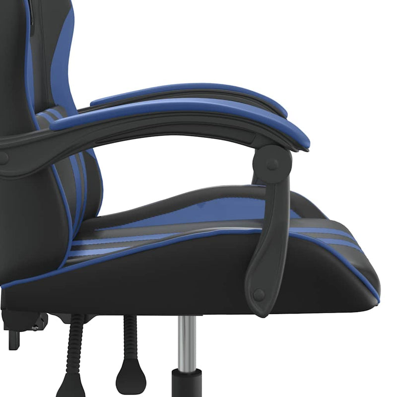 Scaun de gaming pivotant, negru și albastru, piele ecologică