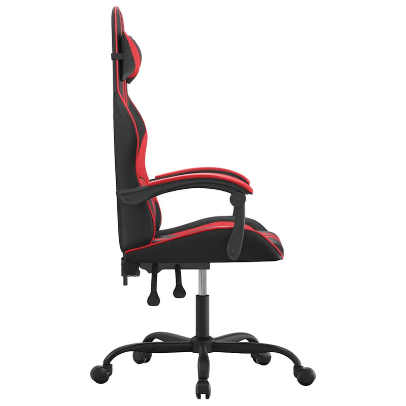 Scaun de gaming pivotant, negru și roșu, piele ecologică