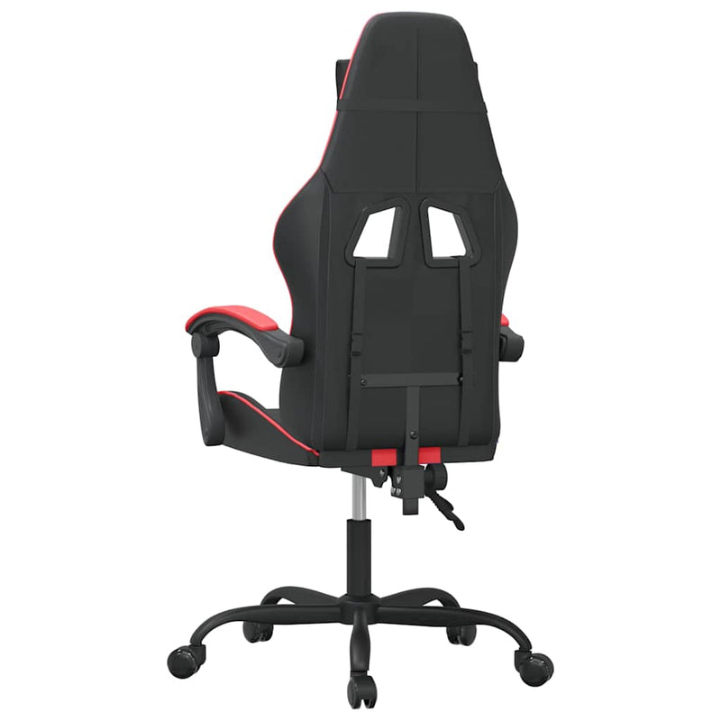 Scaun de gaming pivotant, negru și roșu, piele ecologică