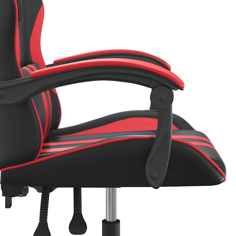 Scaun de gaming pivotant, negru și roșu, piele ecologică