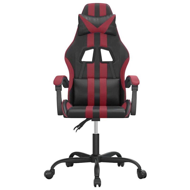 Scaun de gaming pivotant, negru și roșu vin, piele ecologică