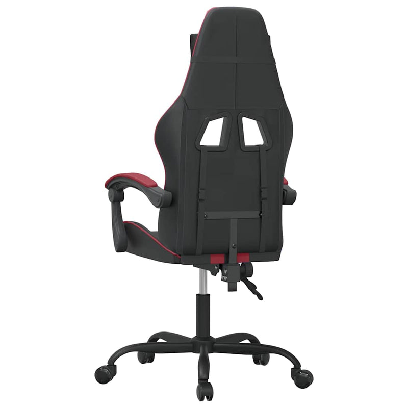 Scaun de gaming pivotant, negru și roșu vin, piele ecologică