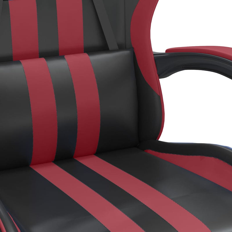 Scaun de gaming pivotant, negru și roșu vin, piele ecologică
