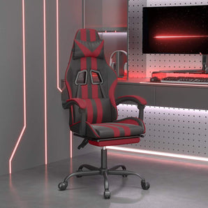 Scaun gaming pivotant/suport picioare negru/roșu vin piele eco