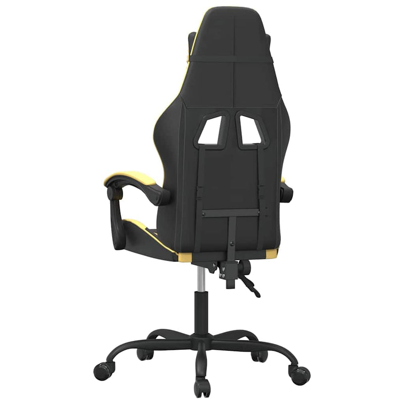 Scaun de gaming pivotant, negru și auriu, piele ecologică