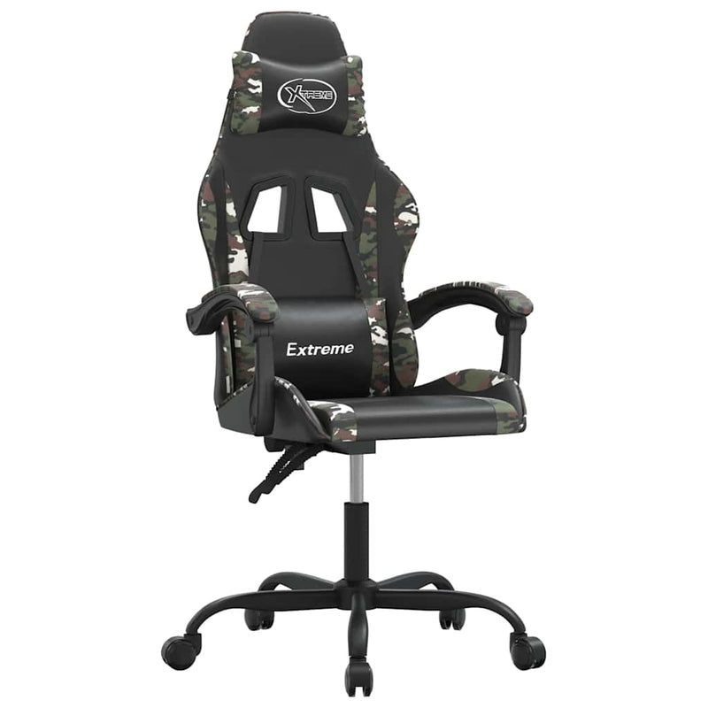 Scaun de gaming pivotant, negru și camuflaj, piele ecologică