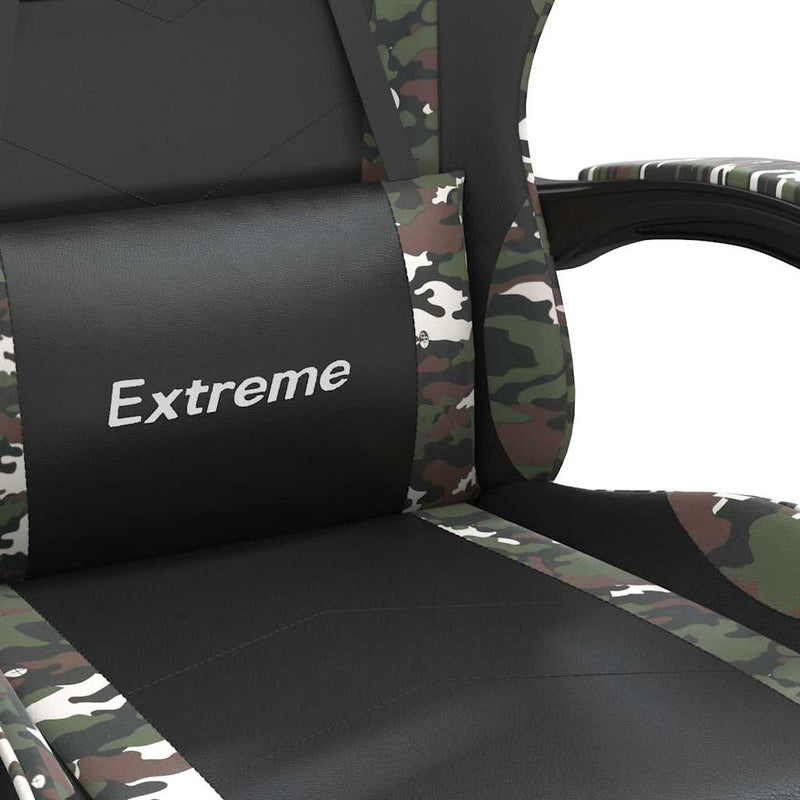 Scaun de gaming pivotant, negru și camuflaj, piele ecologică