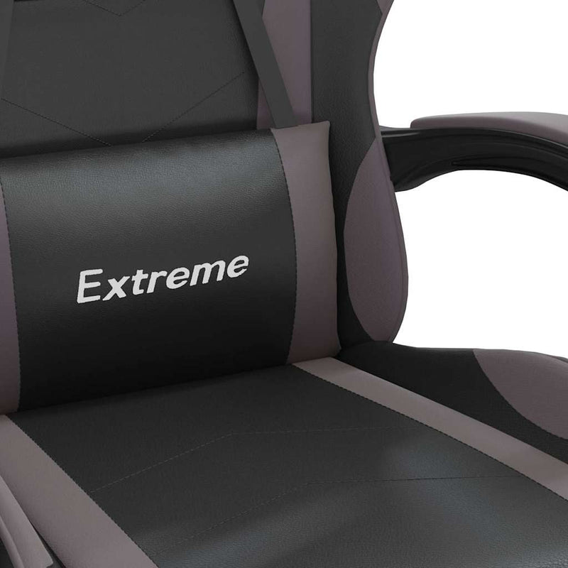 Scaun de gaming pivotant/suport picioare negru/gri piele eco