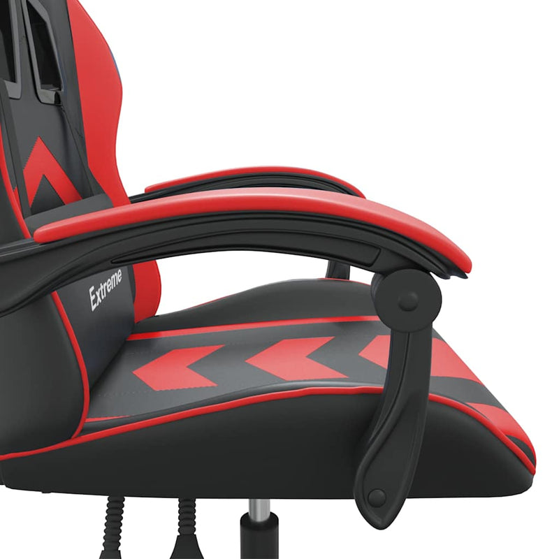 Scaun de gaming pivotant, negru și roșu, piele ecologică