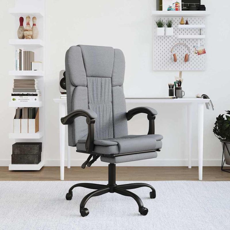 Fotoliu de birou rabatabil, gri deschis, textil