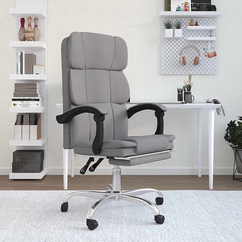 Fotoliu de birou rabatabil, gri deschis, textil