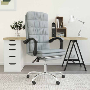 Fotoliu de birou rabatabil, gri deschis, textil