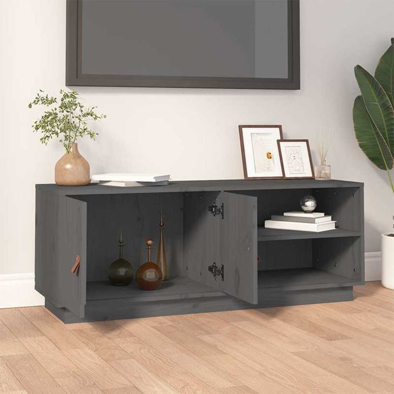 Comodă TV, gri, 105x34x40 cm, lemn masiv de pin