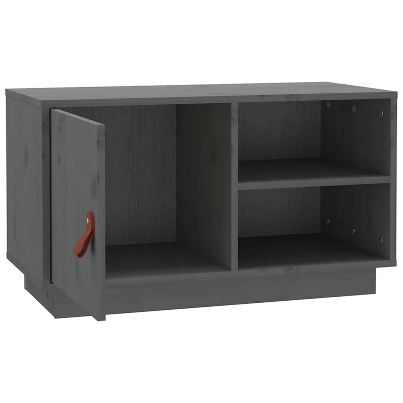 Comodă TV, gri, 70x34x40 cm, lemn masiv de pin