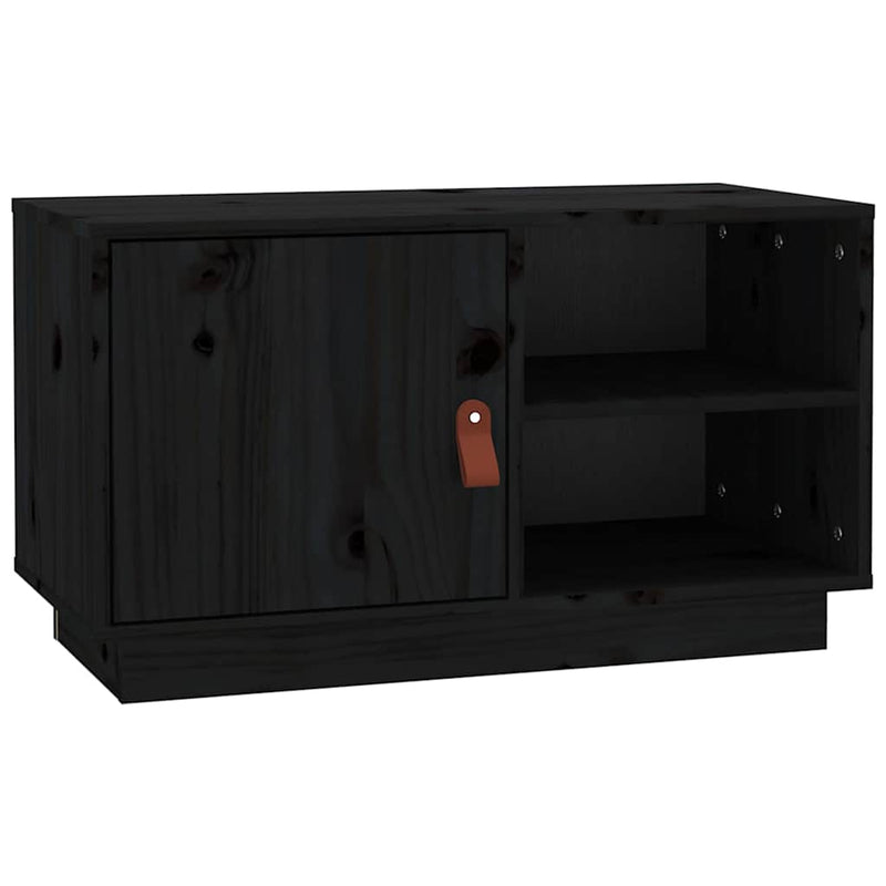 Comodă TV, negru, 70x34x40 cm, lemn masiv de pin
