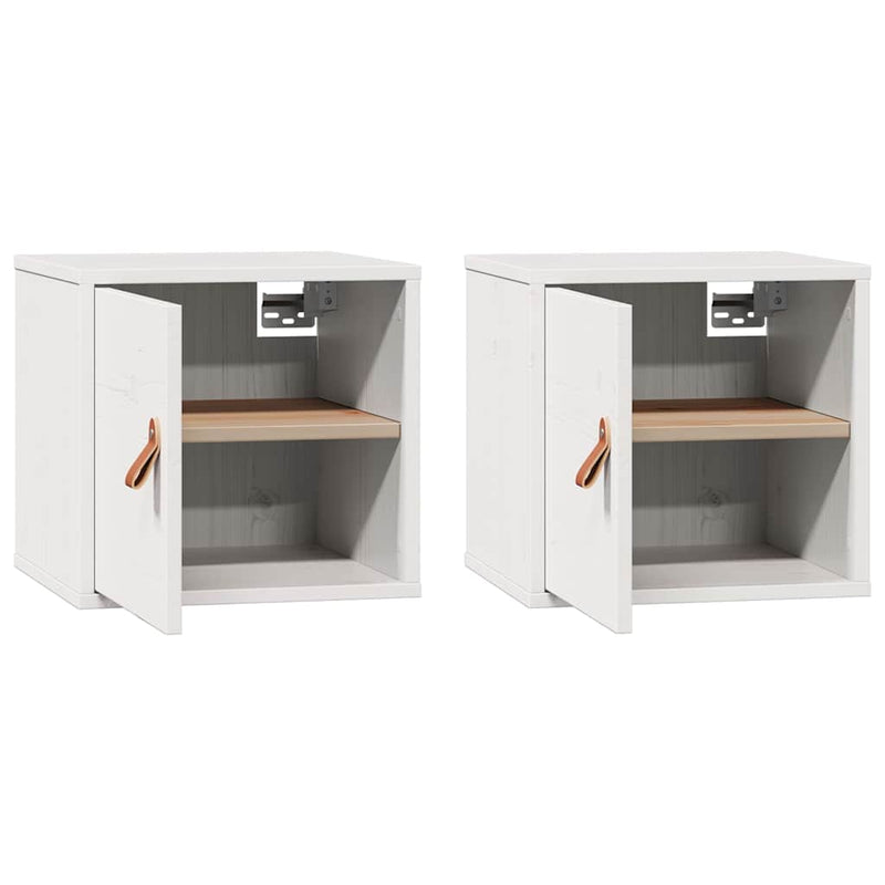 Dulapuri de perete, 2 buc., alb, 31,5x30x30 cm, lemn masiv pin