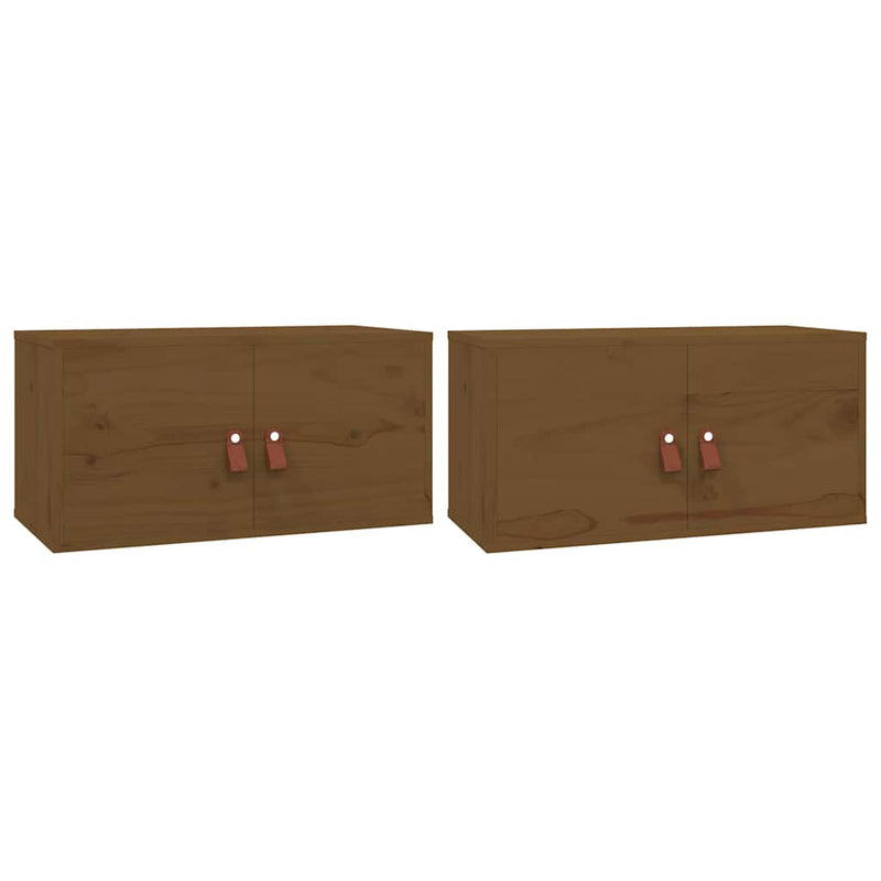 Dulapuri de perete 2 buc. maro miere 60x30x30 cm lemn masiv pin