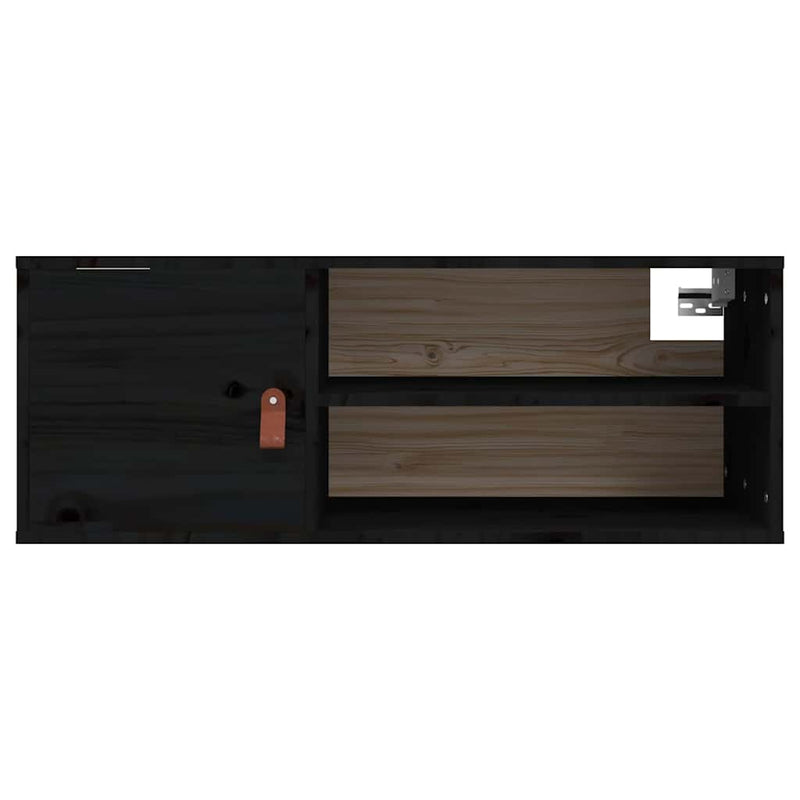 Dulap de perete, negru, 80x30x30 cm, lemn masiv de pin