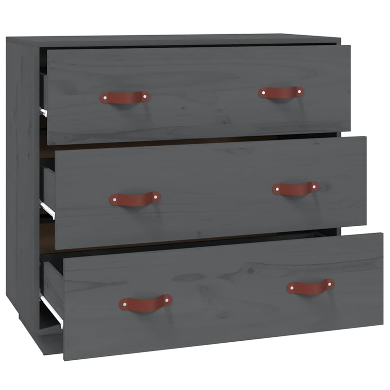Dulap, gri, 80x40x75 cm, lemn masiv de pin
