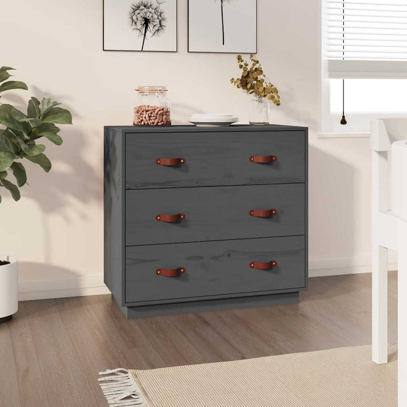 Dulap, gri, 80x40x75 cm, lemn masiv de pin