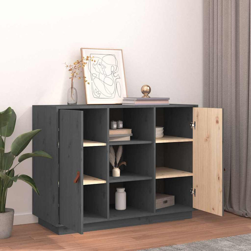 Dulap, gri, 100x40x75 cm, lemn masiv de pin