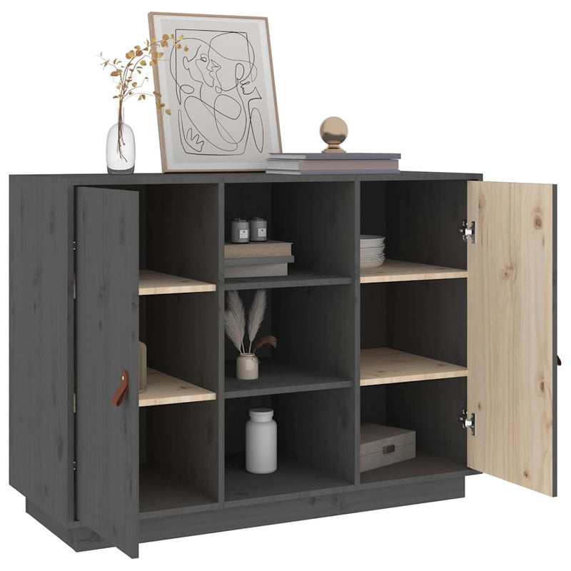 Dulap, gri, 100x40x75 cm, lemn masiv de pin