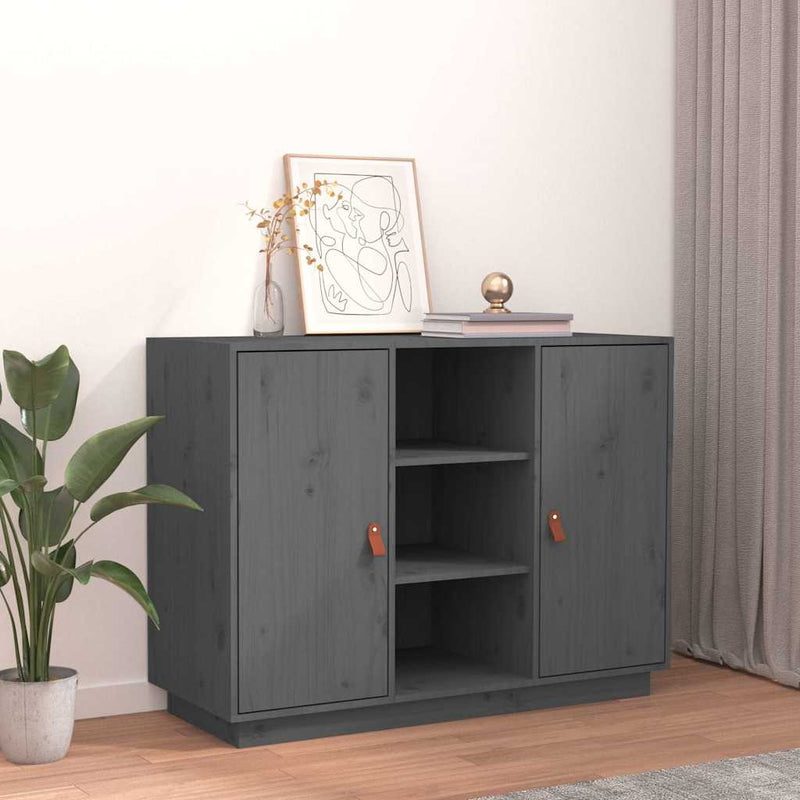 Dulap, gri, 100x40x75 cm, lemn masiv de pin