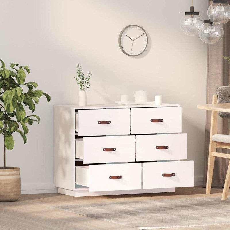 Dulap, alb, 100x40x75 cm, lemn masiv de pin