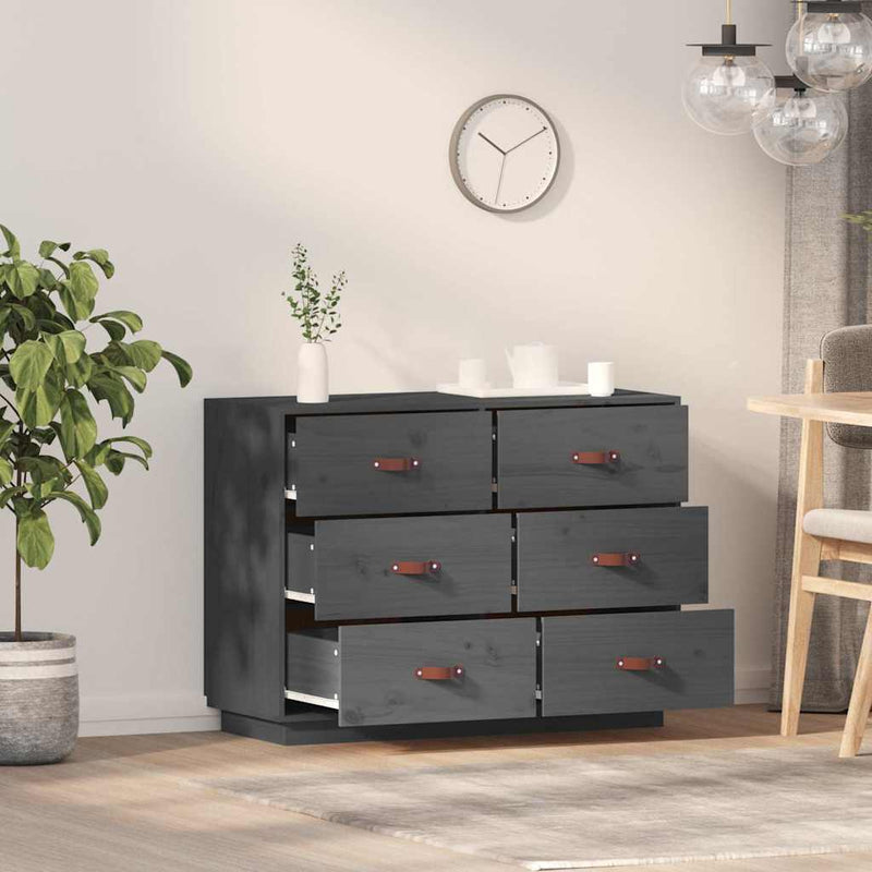 Dulap, gri, 100x40x75 cm, lemn masiv de pin