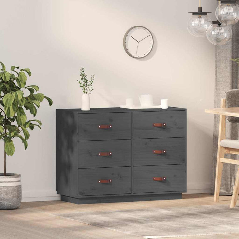 Dulap, gri, 100x40x75 cm, lemn masiv de pin