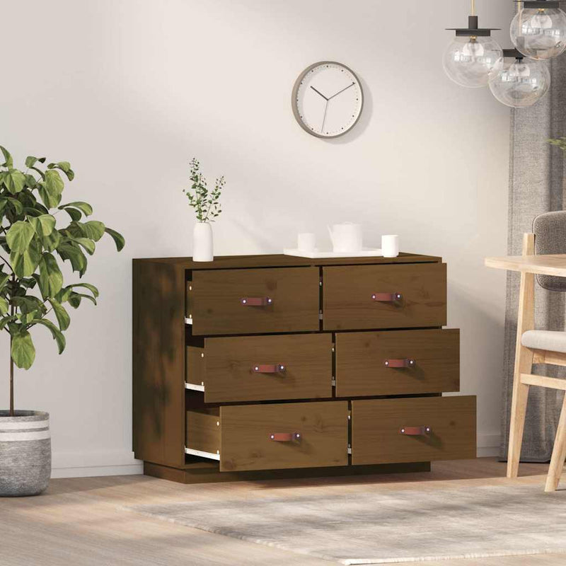 Dulap, maro miere, 100x40x75 cm, lemn masiv de pin