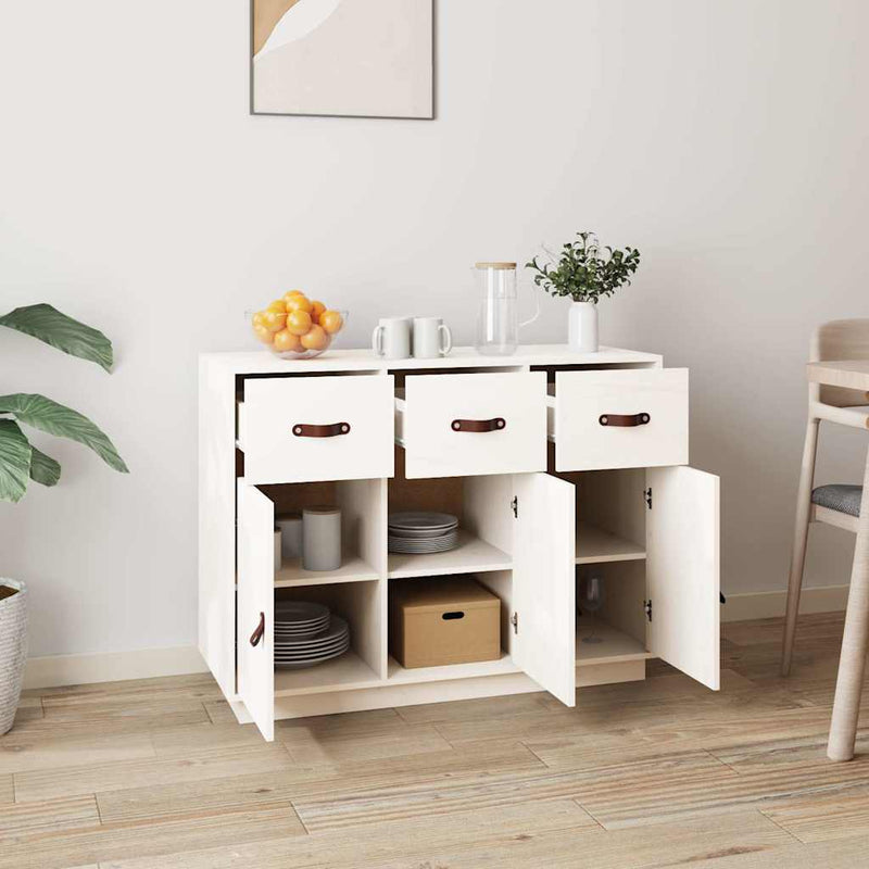 Servantă, alb, 100x40x75 cm, lemn masiv de pin